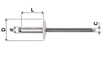COUNTERSUNK OPEN BLIND POP RIVETS A2 STAINLESS STEEL 3mm, 3.2mm
