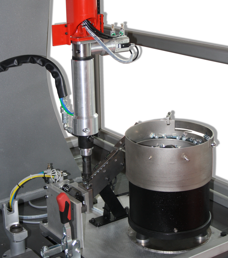 Power supply and installation of blind rivet nuts for robotic systems